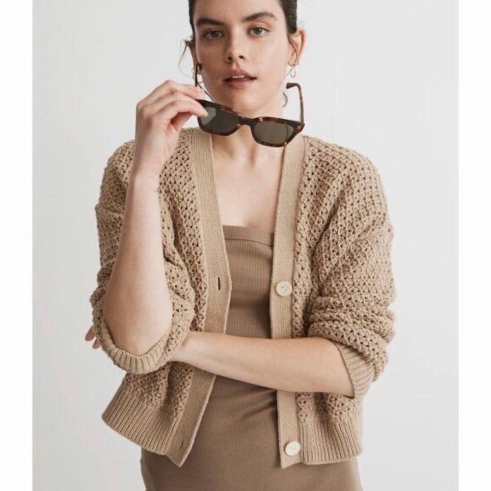 Madewell open-stitch crop Cardigan sweater size S
